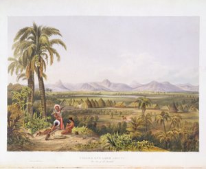 Pirara ja Amucu-järvi, El Doradon paikka, teoksesta "Näkymät Guayanan sisätiloissa", kaivertanut George Barnard (fl.1832-90) pub. kirjoittanut Ackermann, 1840